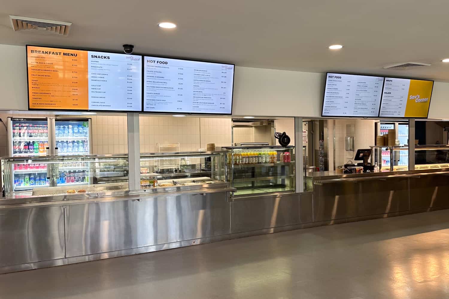 savs corner ryde tafe digital menu board